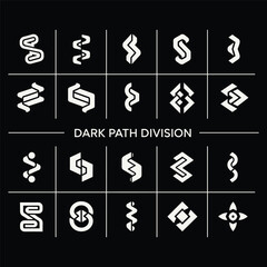 Dark Path Division Abstract S-Shape Logo Vector Y2K