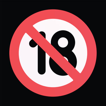 No One Under Eighteen &ndash; 18+ Age Restriction Prohibition Vector Icon, Isolated Sticker Design