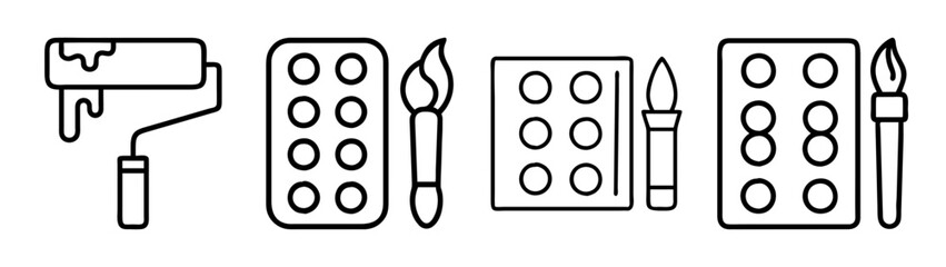 Paint roller brush and color palette illustration for painting and decorating projects design vector