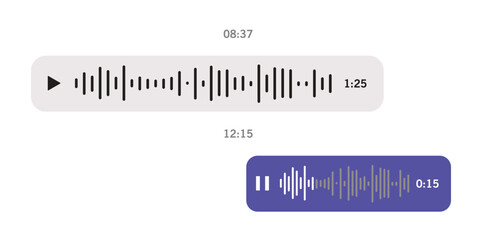 Voice Message Bubbles in Chat, Audio Player UI for Mobile App. Chat Sound Wave, Voice Message Audio Player UI PNG
