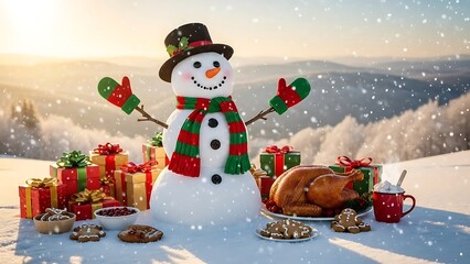 santa claus and snowman