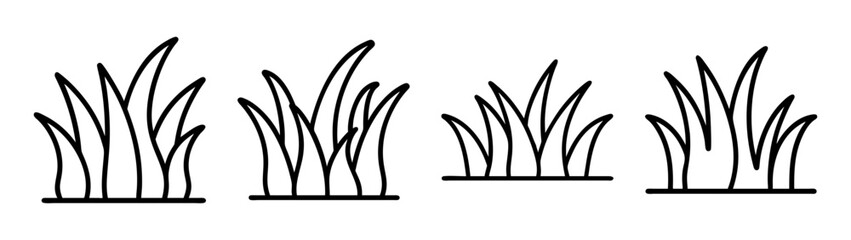 Vector grass illustration, plant silhouette, nature element, garden design, lawn and field drawing
