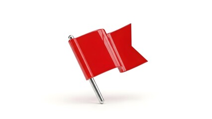 3D glossy red flag pin, 
