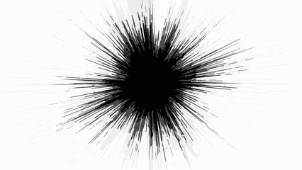Explosive burst of black energy radiating outward on a white background
