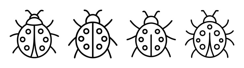 Ladybug line art drawing vector illustration black and white insect beetle bug outline design element © IsratJahan