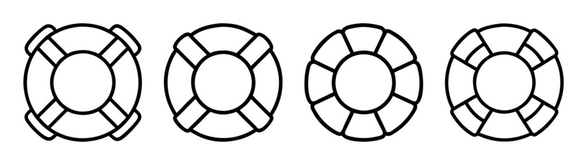 Collection of life preserver ring vector illustration for water safety and rescue equipment design
