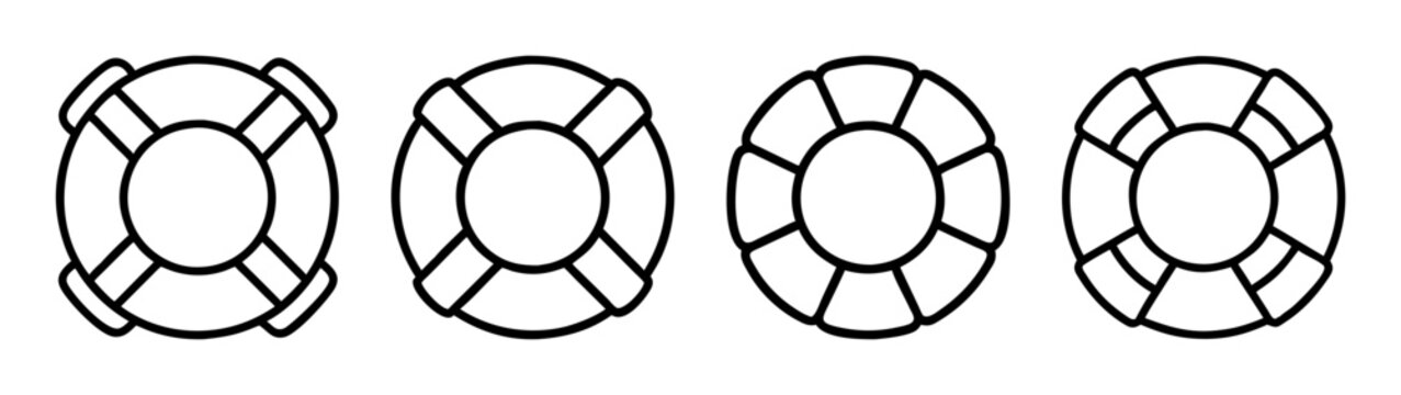 Collection of life preserver ring vector illustration for water safety and rescue equipment design