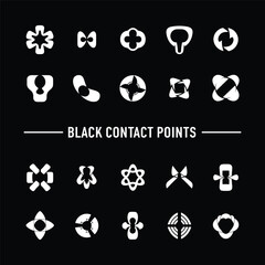 Black Contact Points Abstract Organic Shapes Y2K Vector