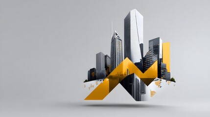 Premium abstract double exposure finance background, neutral color palette, branding-friendly