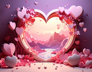 paper hearts valentine's day - 3D romantic card - background