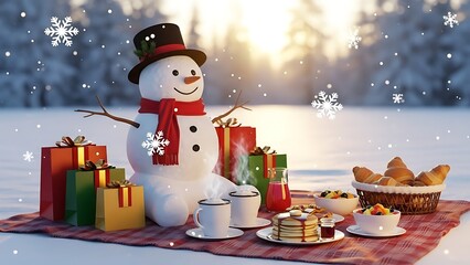 snowman with gift