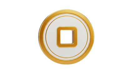Gold and White Coin with Square Hole