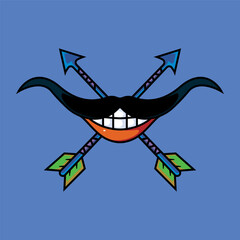 Cool Mustache Illustration with Crossed Arrows.eps