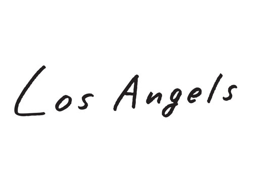 手書き風筆記体で書かれた『Los Angels』の英字デザイン文字｜ロサンゼルス, 日本語表記, 英字, 筆記体, 手書き