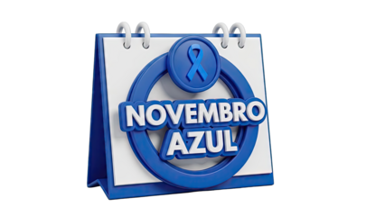 Novembro Azul (Blue November) desk calendar with awareness ribbon
