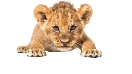 Lion cub looking at watercolor isolated on white background