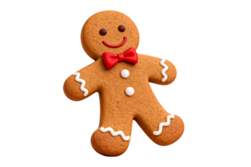 Gingerbread Man Cookie with Red Bowtie