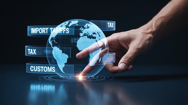 Global trade customs tax and import tariff digital concept
 - Powered by Adobe