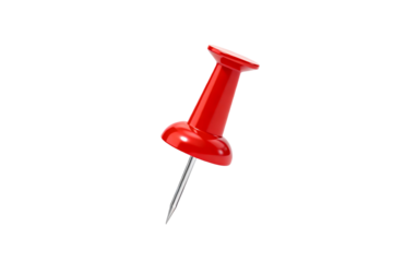Red Pushpin with Metal Pin Isolated on White