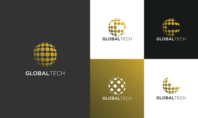 business global tech logo design vector template