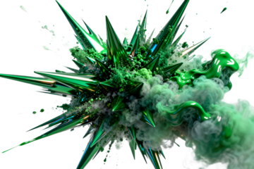 Green Spiky Abstract Explosion with Smoke