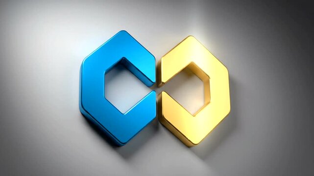 Abstract Infinity Symbol Animation with Blue and Gold Colors.