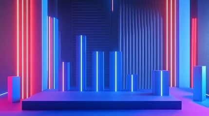 Obraz premium 3D Bar Graph with Increasing Sales in Blue Tones .