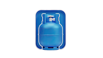 Blue gas cylinder with white regulator