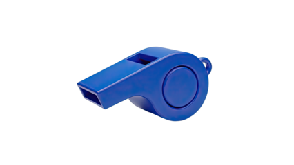 Blue Plastic Whistle on White Background