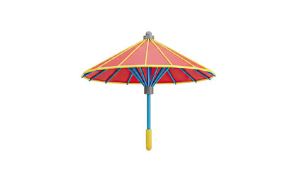 Brightly Colored Umbrella with Red Canopy and Blue and Yellow Accents