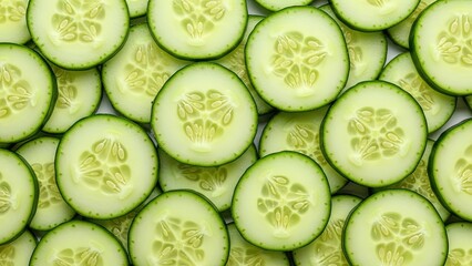 Fresh Green Cucumber Slices Full Frame Background