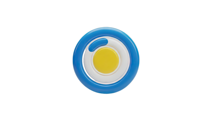 Blue, white, and yellow circular icon