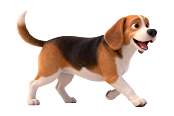 Happy Beagle Dog Walking with Energetic Expression