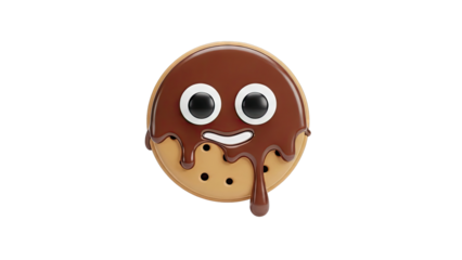 Chocolate Drip Cookie Character with Googly Eyes