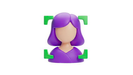 3D Avatar Icon with Green Brackets
