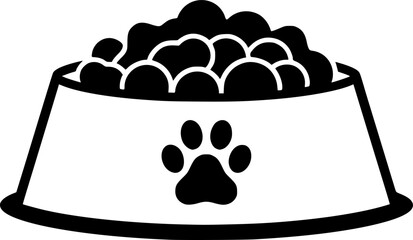 Pet Food Bowl Paw Print Vector Icon