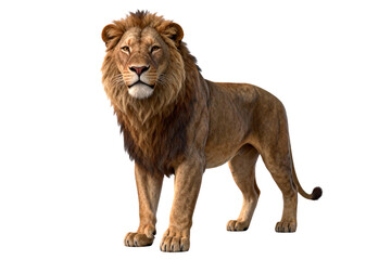 Obraz premium Adult Male Lion with Majestic Mane Standing