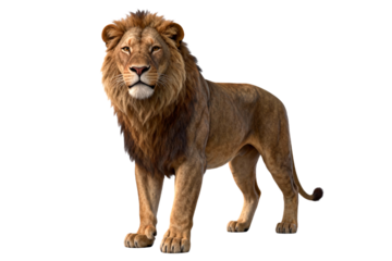 Adult Male Lion with Majestic Mane Standing