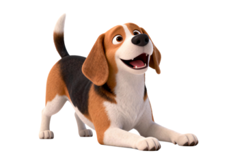 Cheerful Beagle Dog Character Illustration