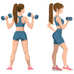 Woman Do Workouts with Dumbbells.