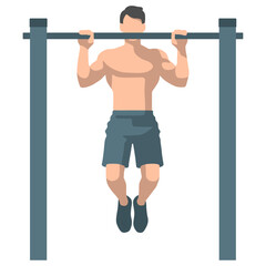 Man Do Pullups Illustration.