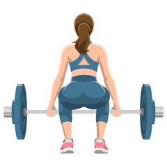 Woman Workout with Barbell Illustration.