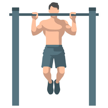 Man Do Pullups Illustration.