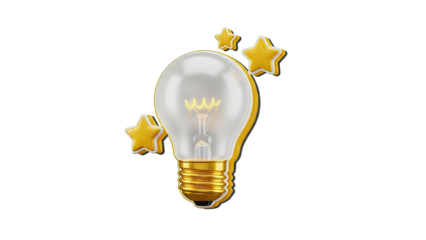 3D Glowing Lightbulb with Stars