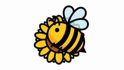 Obraz premium Cute bee resting on a sunflower