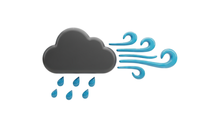 Rain and Wind Weather Icon