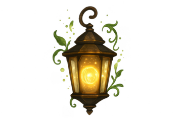 Fantasy glowing magic lantern with glowing light