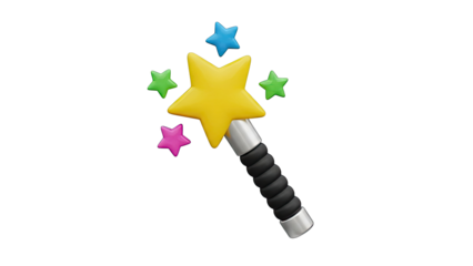 3D Magic Wand with Colorful Stars