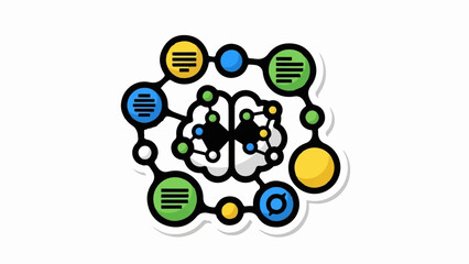Obraz premium Stylized brain with connecting nodes representing data and thought processes