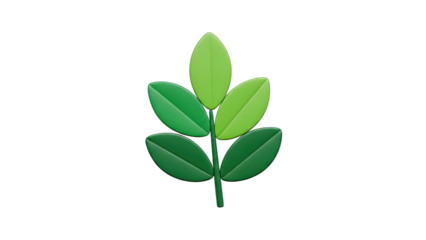 3D Rendering of a Green Leafy Branch